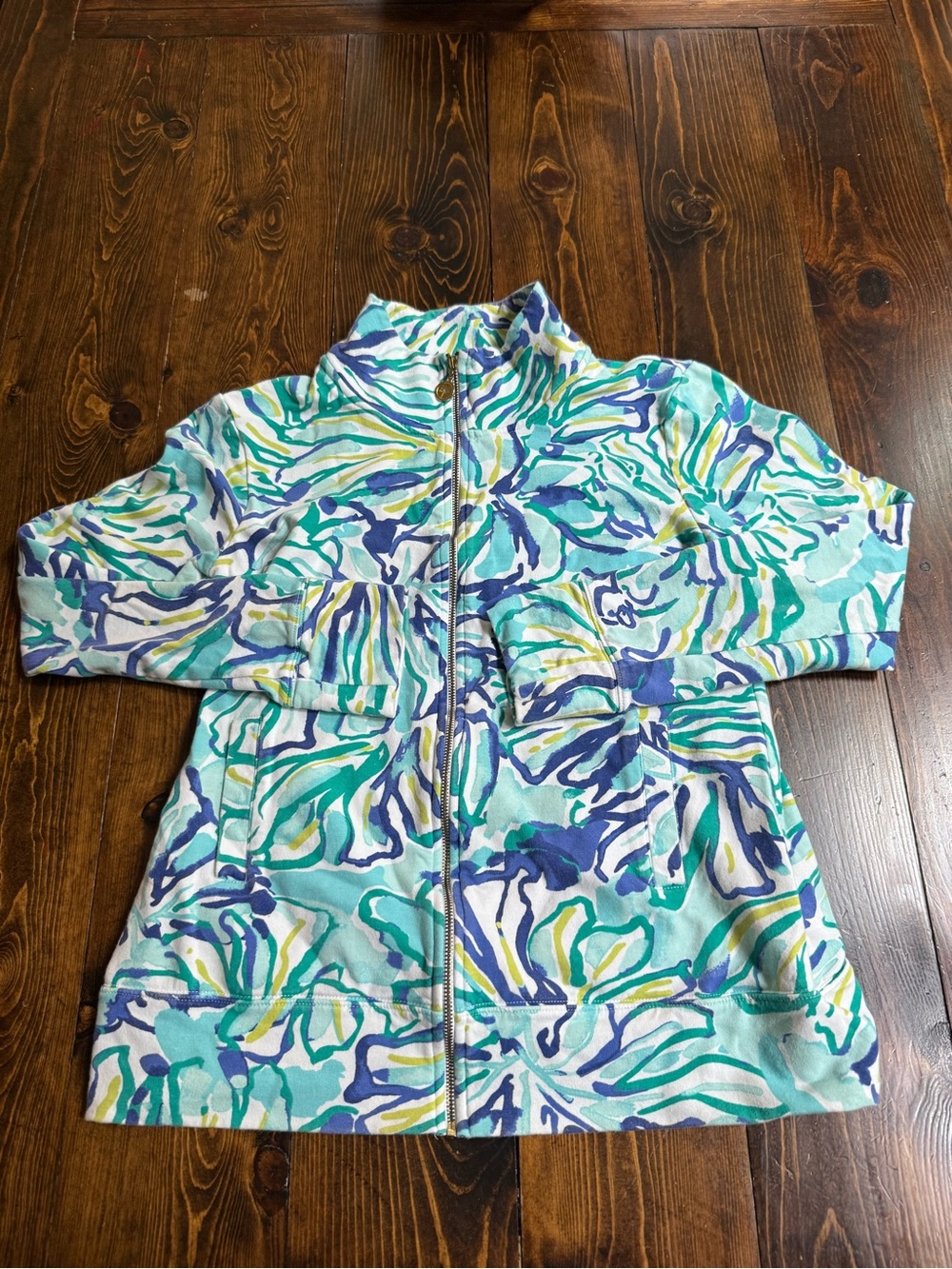 Lilly Pulitzer Zip-Up Jacket in Aqua, Teal & Purple
